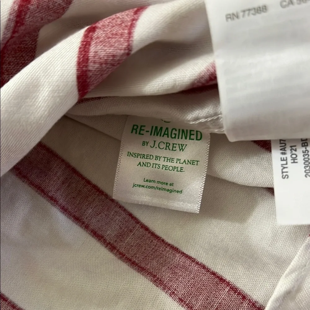 J. Crew Red & White Striped 100% Organic Cotton Casual Button Down Oxford Shirt - Picture 7 of 7